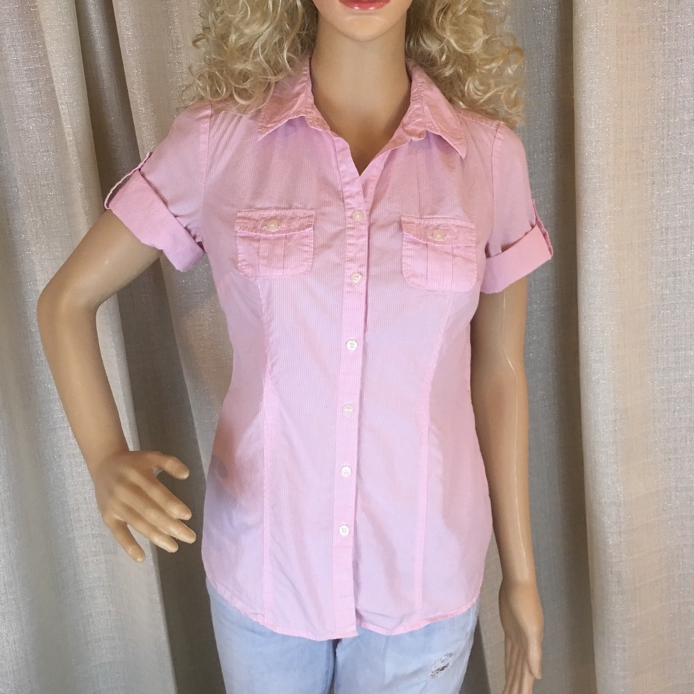 American Eagle Pink Button Down Shirt Size 4